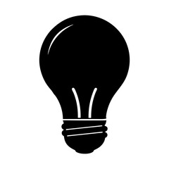 Obraz premium Black light bulb vector icon illustration for energy saving and creative idea concept silhouette
