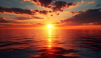 Obraz premium A beautiful sunset casting golden colors across the calm ocean surface
