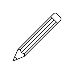 A clip art of school pencil outline illustration on white background 