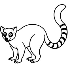 Minimalist Lemur One-Line Vector Art