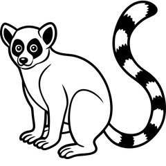 Minimalist Lemur One-Line Vector Art