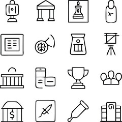 Museum Icons Vector Art | Artifacts, Exhibits & Cultural Heritage Line Icon Pack