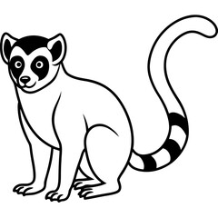 Minimalist Lemur One-Line Vector Art
