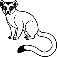 Minimalist Lemur One-Line Vector Art