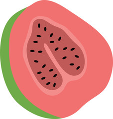 Vibrant Guava Cross-Section:  Pink Flesh, Black Seeds, Green Rind