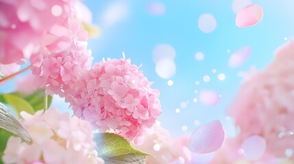 Obraz premium A pink flower with a blue sky background