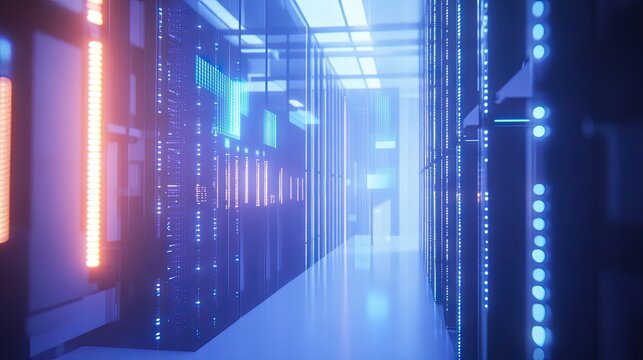 Futuristic server room interior