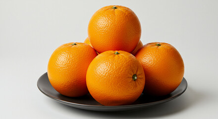 Fresh orange slices on a white plate with clean white background. Juicy and vibrant citrus fruit, perfect for healthy snacks, breakfast or drinks, organic and vitamin-rich, fruit photography.