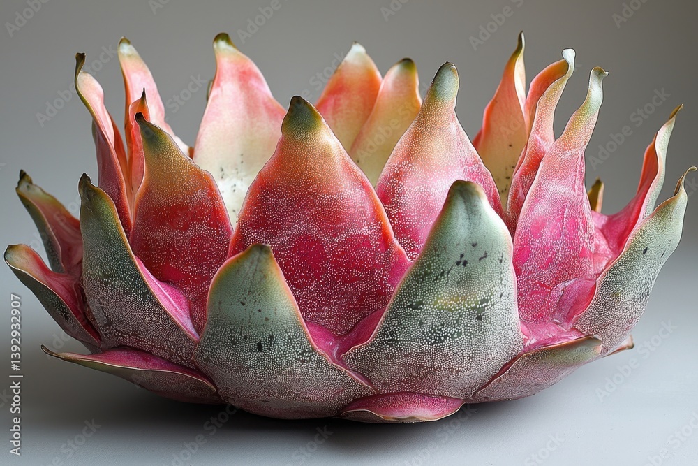 Poster vibrant dragon fruit displayed elegantly in a creative arrangement showcasing its unique shape and c