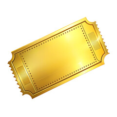  Elegant golden ticket with embossed edges on white, great for event invitations or VIP pass designs.