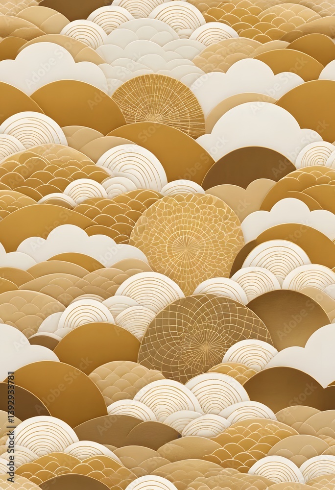 Poster japanese golden texture background. elegant golden patterns for design. warm tones create depth. geo