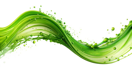 Dynamic green splash curve isolated on white background for energetic and modern design use