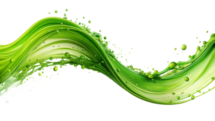 Dynamic green splash curve isolated on white background for energetic and modern design use