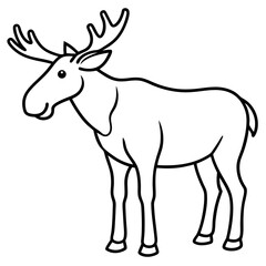 Minimalist Moose One-Line Vector Art
