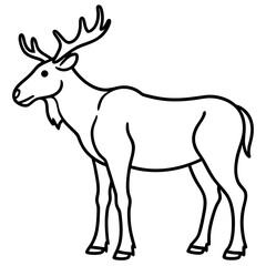 Minimalist Moose One-Line Vector Art