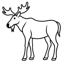Minimalist Moose One-Line Vector Art