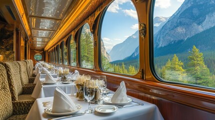 A luxury train journey across the Canadian Rockies, with fine dining and spectacular mountain views