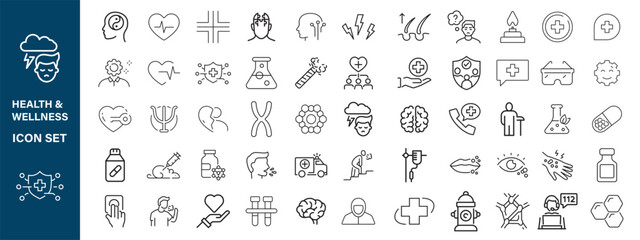 Set of Medical web icons in line style. Medicine and Health Care, RX. Medicine, check up, doctor, dentistry, pharmacy, lab, scientific discovery, collection ,Health & Wellness  icon 