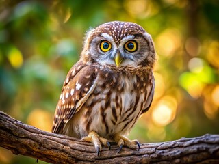 Obraz premium Closeup of a Majestic Brown Owl Perched on a Tree Branch Stunning Wildlife Photography Capture
