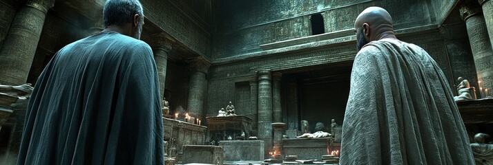 Roman senators in ancient temple