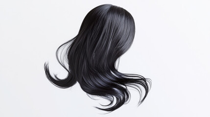 Hairstyle black hair wig with white background picture