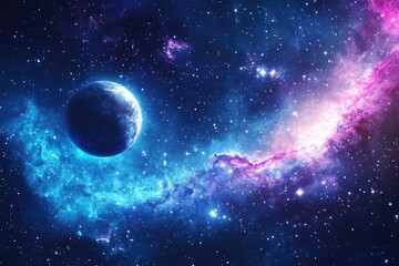 Cosmic nebula, vibrant galaxy, celestial body