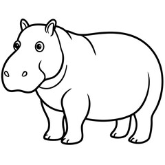 Minimalist One-Line Hippo Art Vector