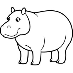 Minimalist One-Line Hippo Art Vector