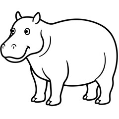 Minimalist One-Line Hippo Art Vector