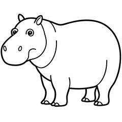 Minimalist One-Line Hippo Art Vector