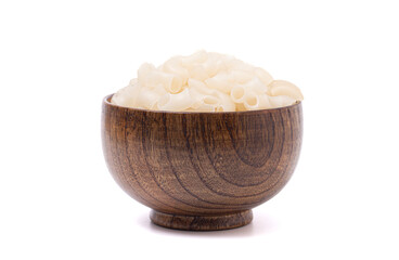 Dry Gluten Free Rice Macaroni Noodles Isolated on a White Background