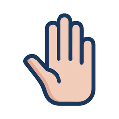 Raised Hand Icon Representing Stop or Gesture Control Icon Design