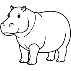 Minimalist One-Line Hippo Art Vector