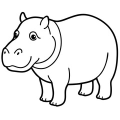 Minimalist One-Line Hippo Art Vector