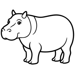 Minimalist One-Line Hippo Art Vector