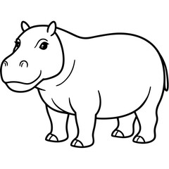 Minimalist One-Line Hippo Art Vector