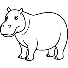 Minimalist One-Line Hippo Art Vector