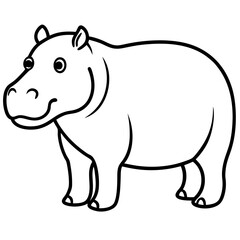 Minimalist One-Line Hippo Art Vector