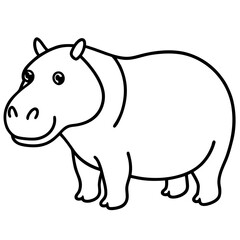 Minimalist One-Line Hippo Art Vector