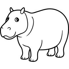 Minimalist One-Line Hippo Art Vector