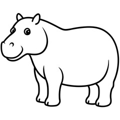 Minimalist One-Line Hippo Art Vector