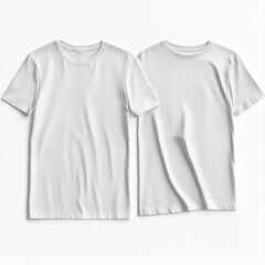 Fototapeta premium Two Plain T shirts on a White Background Mockup, Front and Back View 