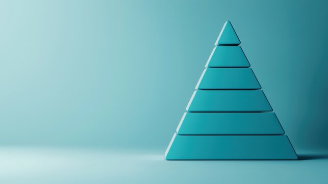 company sizes concept. Modern geometric pyramid shape in teal tones.