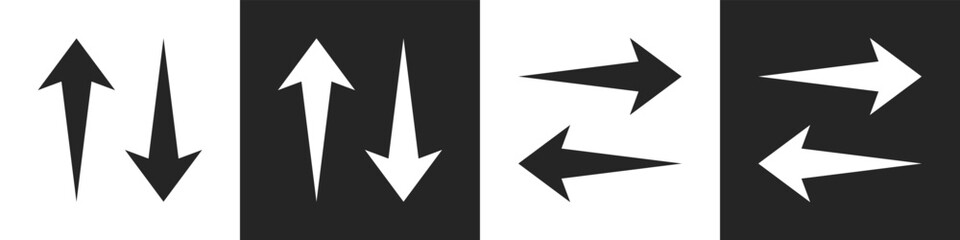 Directional arrows icon set, black & white arrow symbols for navigation design vector