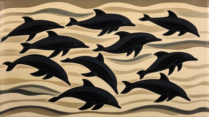 Naklejka premium A pod of dolphins swimming gracefully in the ocean