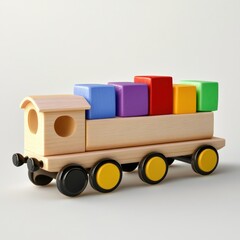Wooden toy train with colorful blocks (1)