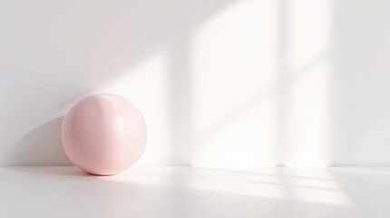 Minimalist Pink Ball with Soft Light and Shadows: Enhancing Contemporary Home Decor with Serene Pastel Colors and Geometric Elegance