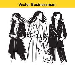 people, business man and woman,  businessman line art vector 