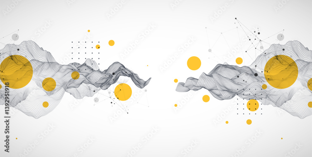 Leinwandbilder The abstract wave is made in a frame style. Template for science and technology presentation. Vector art.