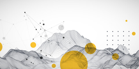 The abstract wave is made in a frame style. Template for science and technology presentation. Vector art.